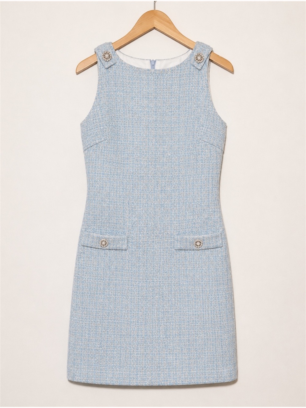 The Coco Light Blue Tweed Mini Dress  by Wisteria NWT / luxury